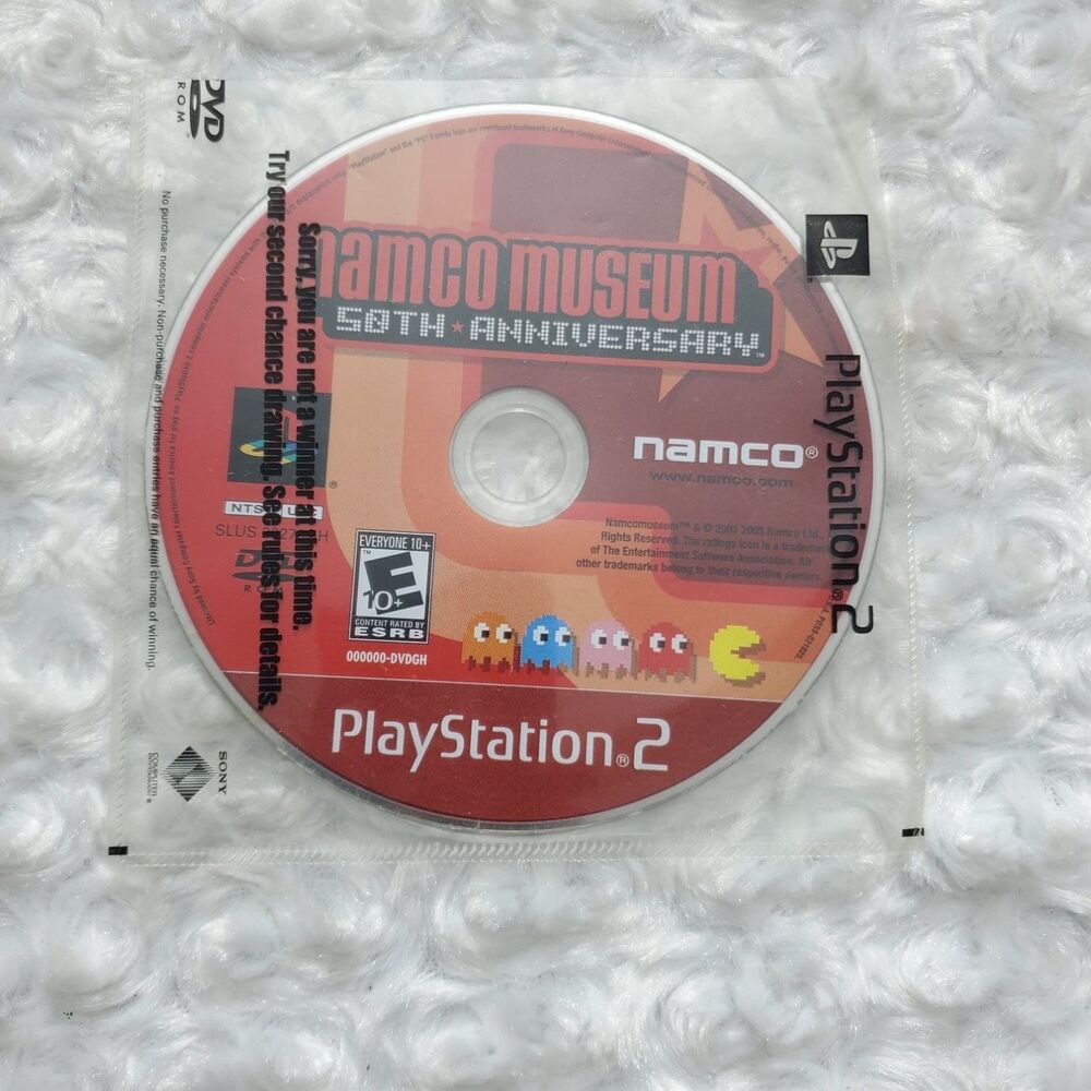Namco Museum 50th Anniversary PS2 video game disc Pac-Man, arcade classics red